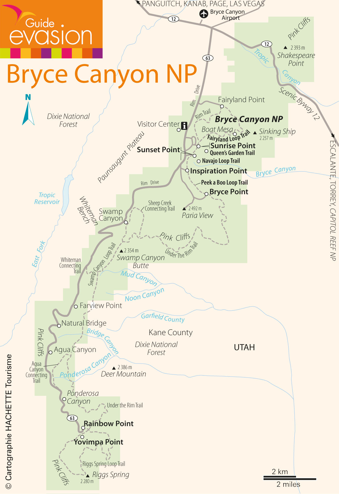 Carte du parc Bryce Canyon National Park