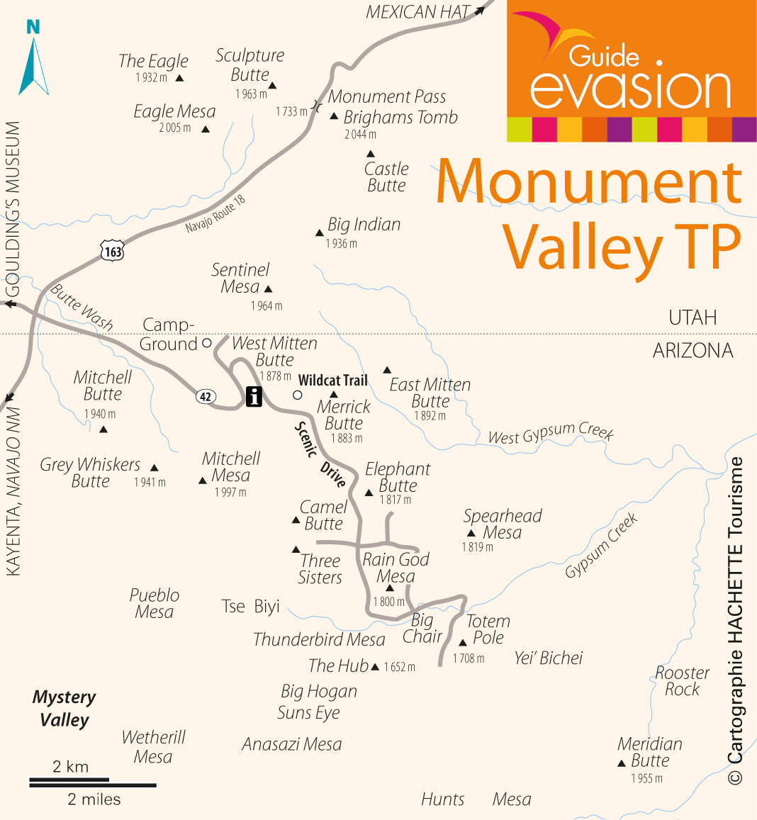 Carte du parc de Monument Valley Navajo Tribal Park