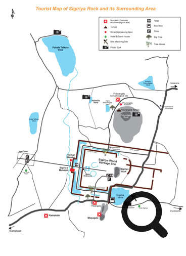 Carte du site de Sigirîya au Sri Lanka