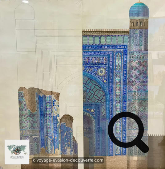 Commandé par Tamerlan lui-même à la fin du XIVᵉ siècle, ce palais fut un symbole éclatant de sa puissance. De cet édifice colossal, il ne subsiste aujourd'hui qu'un morceau du monumental portail d'entrée. 